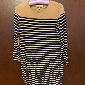 monteau Size S Navy/White Stripe Long Sleeve Dress